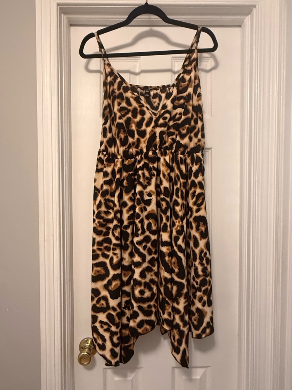 Shein Curve Leopard Print Spaghetti Strap Dress - Brown & Black